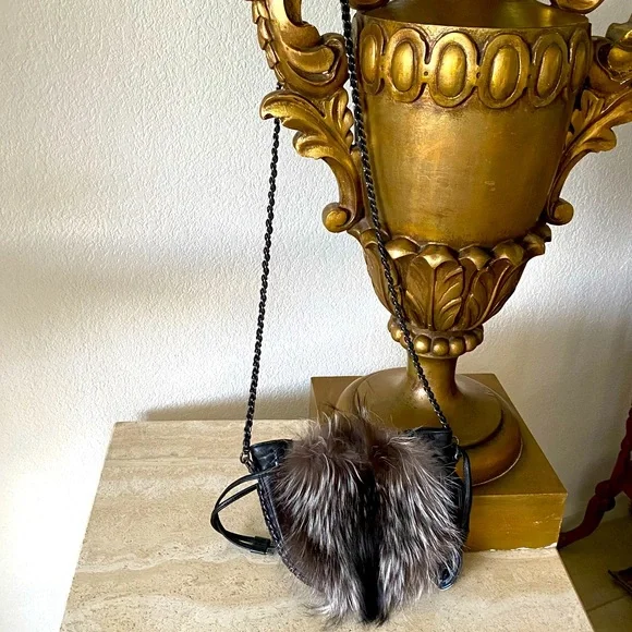 ELIE TAHARI Lamb leather and fox-fur accent cross-body bag - Picture 2 of 5